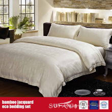 Bamboo Fiber Jacquard Bed Linen Set Folhas Hotel Coleção